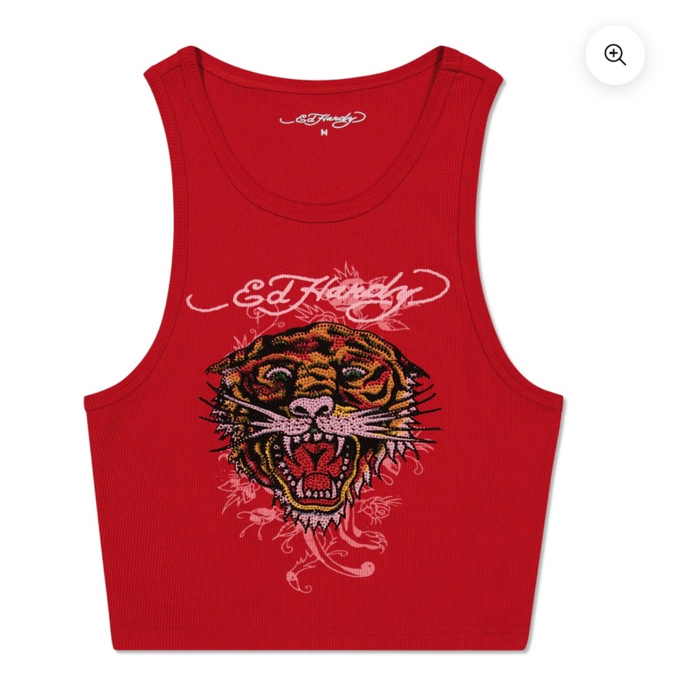 Ed Hardy Red Tiger Graphic Tank Top